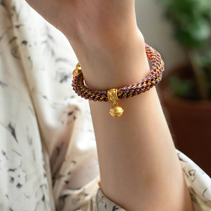 BWOOOH 925 Sterling Silver Chinese Zodiac Natal Buddha Om Mani Padme Hum Luck Bell Braided String Bracelet
