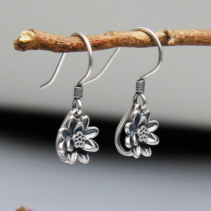 BWOOOH 925 Sterling Silver Lotus Flower Enlightenment Earrings