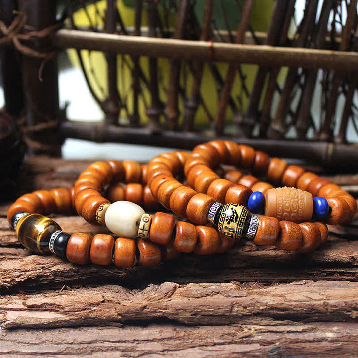 BWOOOH Tibetan Bone Beads Om Mani Padme Hum Strength Bracelet