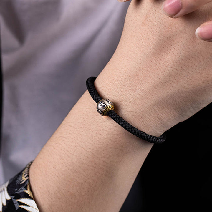BWOOOH 925 Sterling Silver Tibet Handmade Om Mani Padme Hum Luck Protection King Kong Knot Braided Bracelet  -  Sterling Sil...