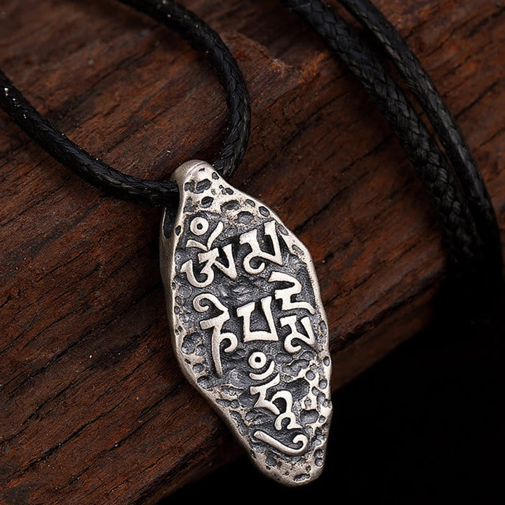 BWOOOH Tibetan 925 Silver Om Mani Padme Hum Dorje Vajra Strength Necklace