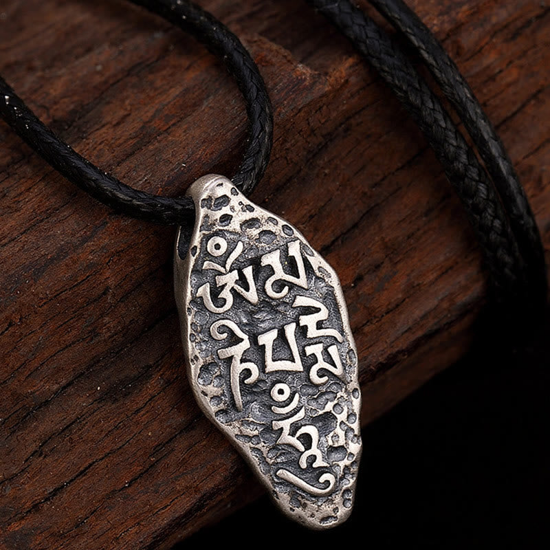 BWOOOH Tibetan 925 Silver Om Mani Padme Hum Dorje Vajra Strength Necklace