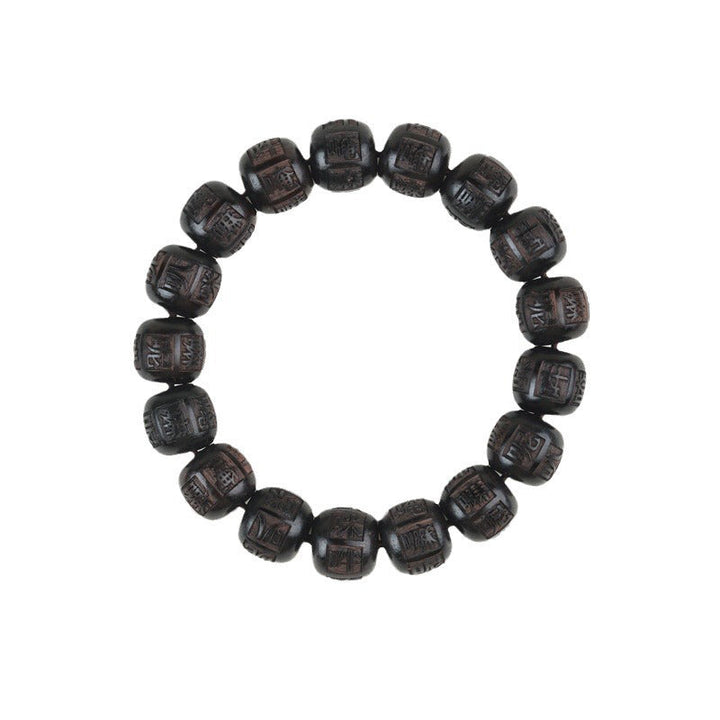 BWOOOH Tibet Ebony Wood Om Mani Padme Hum Engraved Balance Bracelet