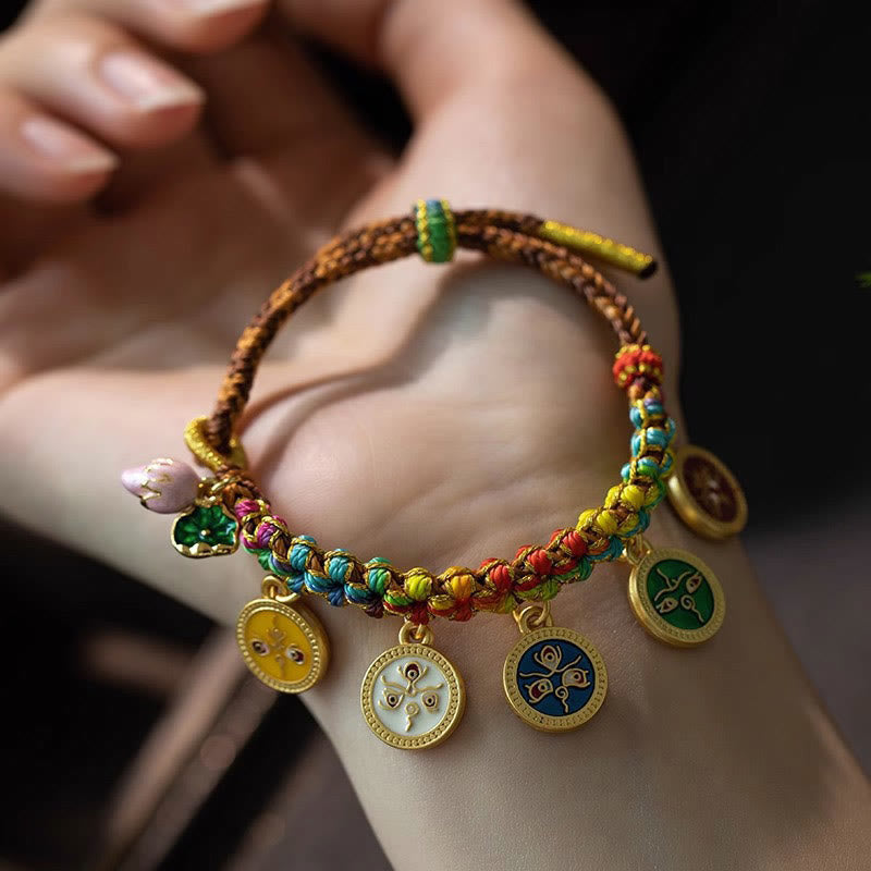 BWOOOH Tibetan Colorful Rope Five God Of Wealth Luck Braid Bracelet