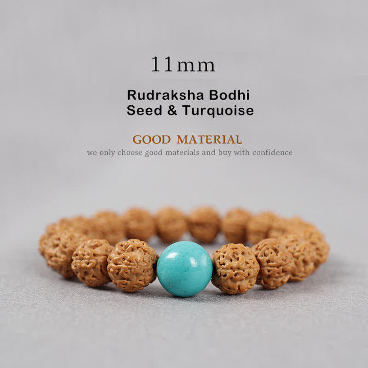 BWOOOH Tibet Rudraksha Bodhi Seed Dzi Bead Amber Turquoise Wealth Bracelet