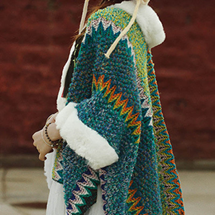BWOOOH Tibetan Multicolored Striped Shawl Winter Cozy Tra