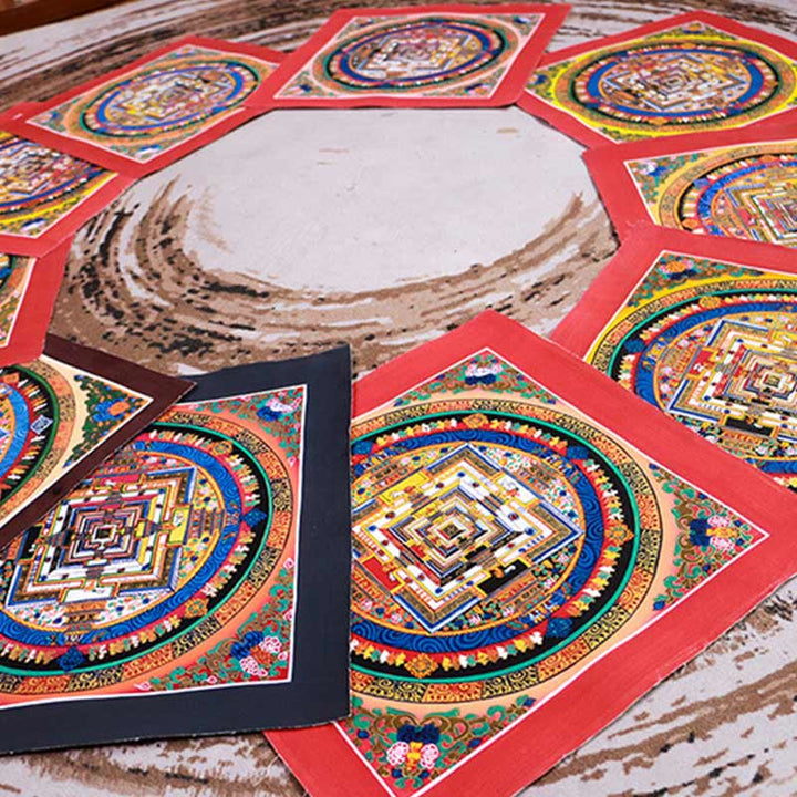 BWOOOH Tibetan thangka Buddhist painting - Tibetan Handmade Thangka Mandala Pa