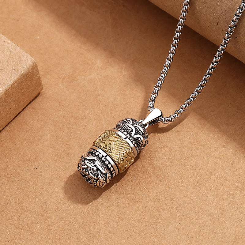 BWOOOH Tibet Om Mani Padme Hum carved wisdom purity metal pendant leather rope Tibetan Buddhist necklace
