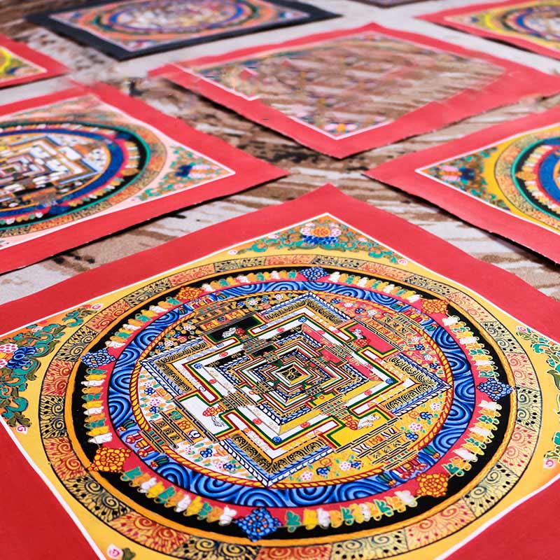 BWOOOH Tibetan thangka Buddhist painting - Tibetan Handmade Thangka Mandala Pa