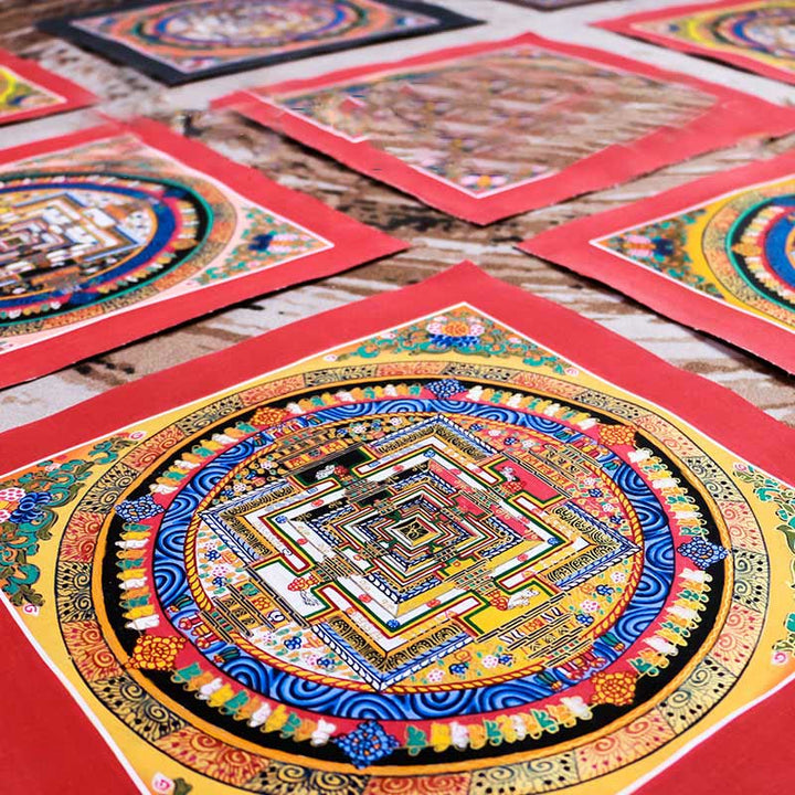 BWOOOH Tibetan thangka Buddhist painting - Tibetan Handmade Thangka Mandala Pa