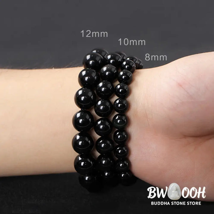 BWOOOH Black Obsidian Ebony Wood and Red Tiger Eye Strength Couple Bracelet designed by Drolma