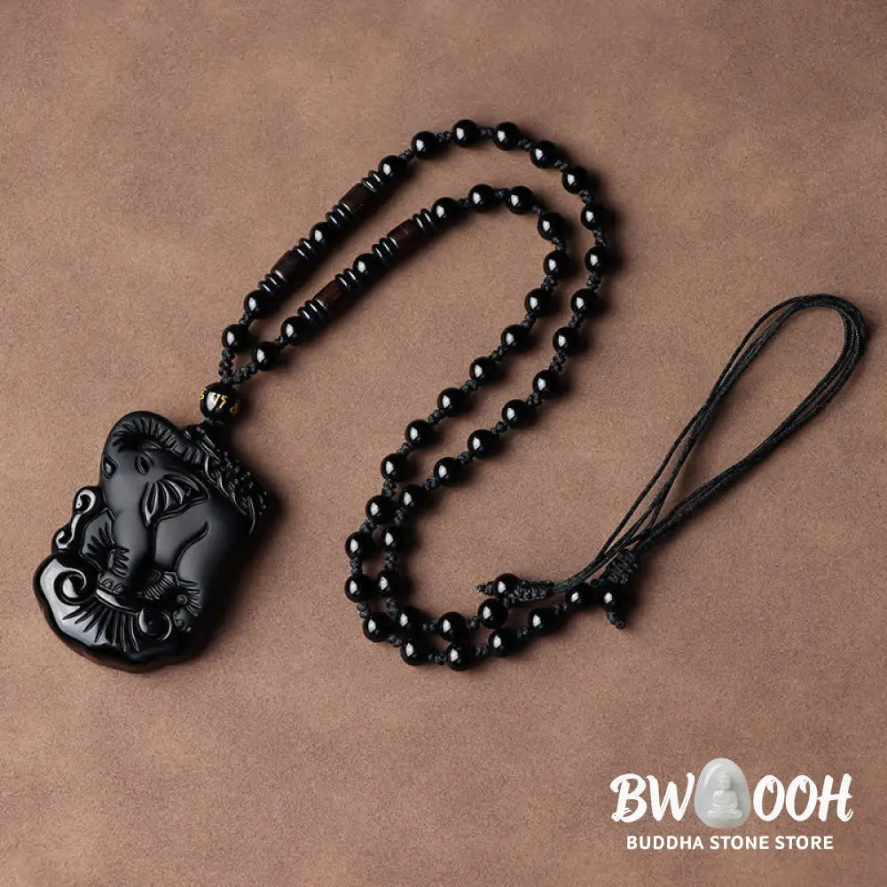 BWOOOH Black Obsidian Elephant protection necklace/keychain - View 11