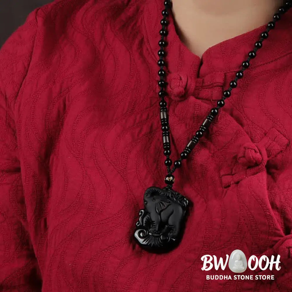 BWOOOH Black Obsidian Elephant protection necklace/keychain - View 3