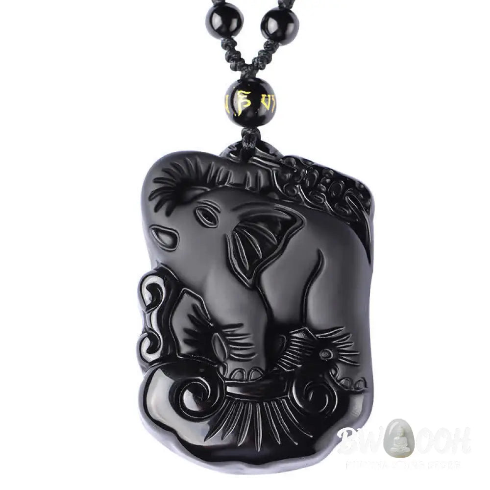 BWOOOH Black Obsidian Elephant protection necklace/keychain - View 12