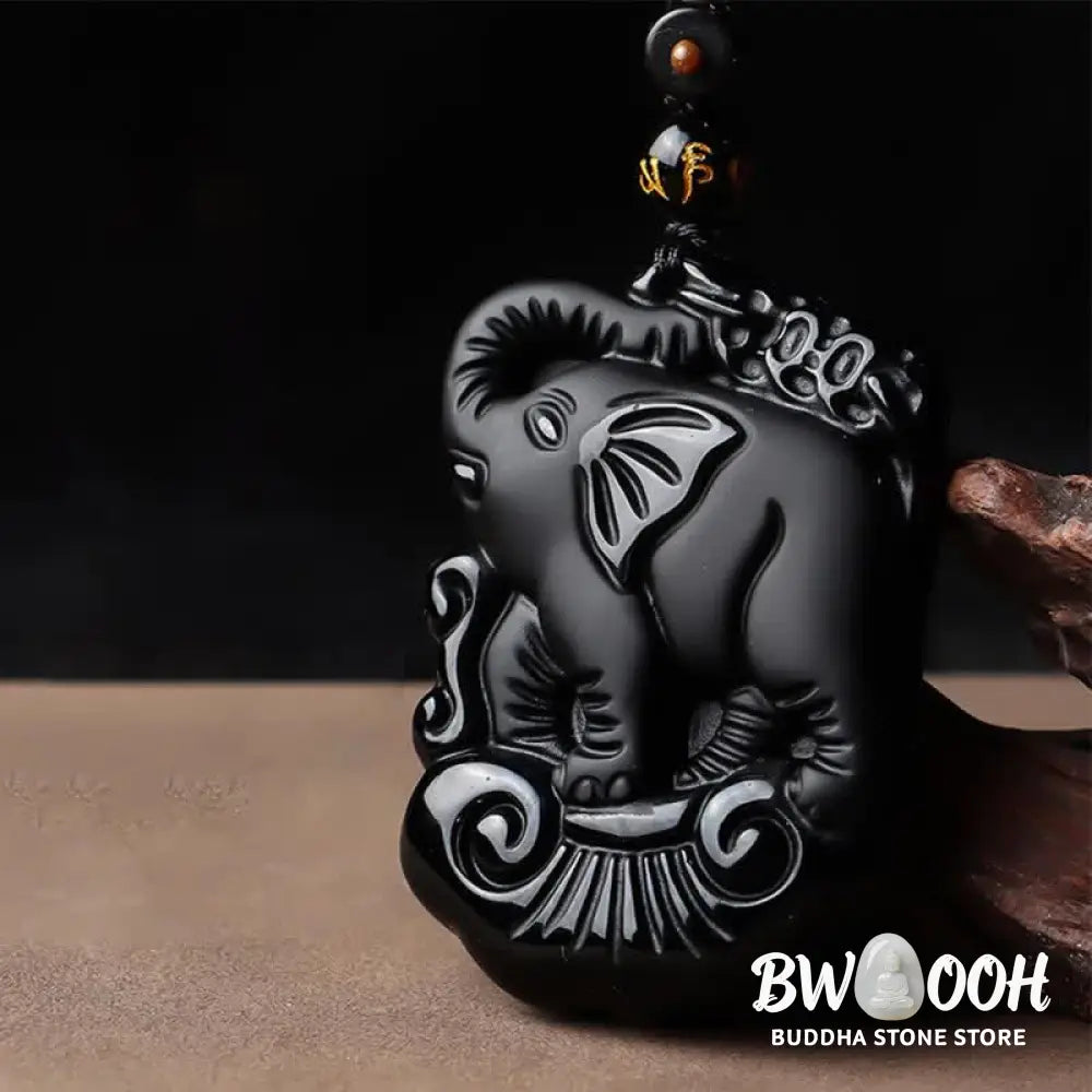 BWOOOH Black Obsidian Elephant protection necklace/keychain - View 4