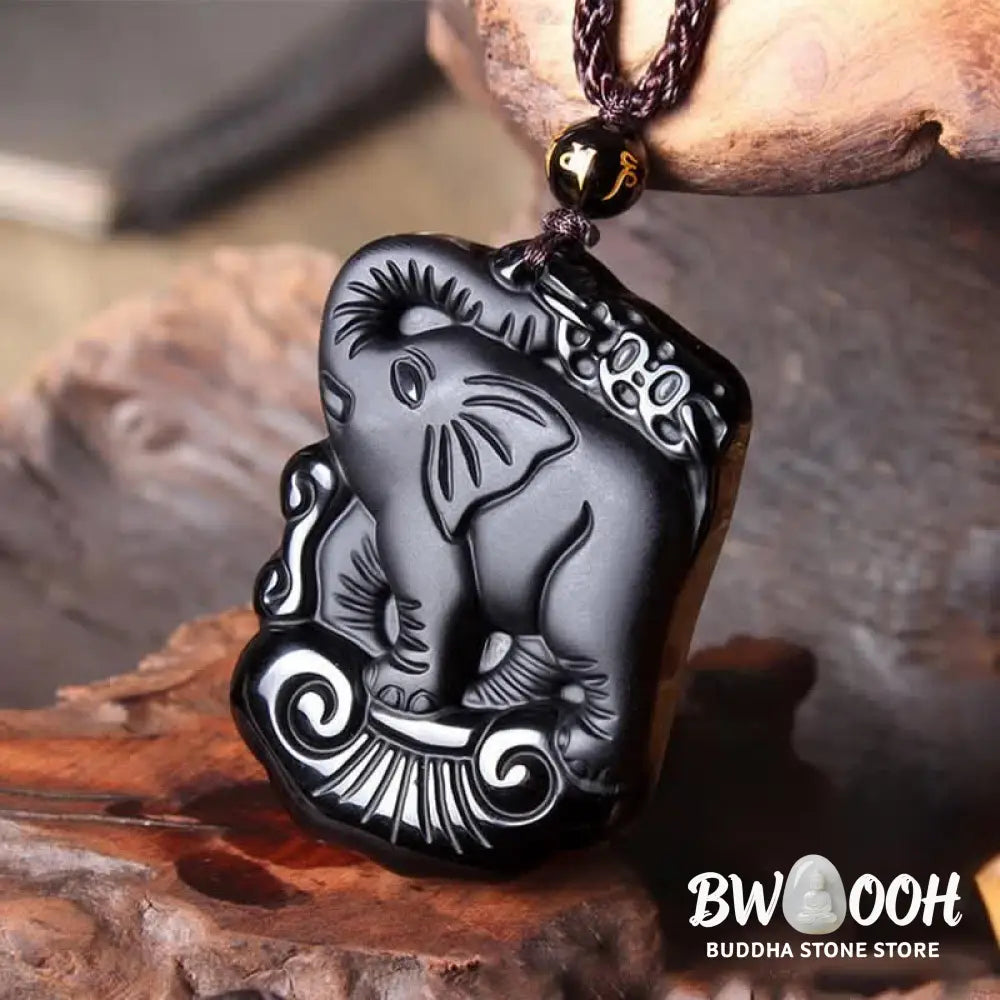BWOOOH Black Obsidian Elephant protection necklace/keychain - View 7