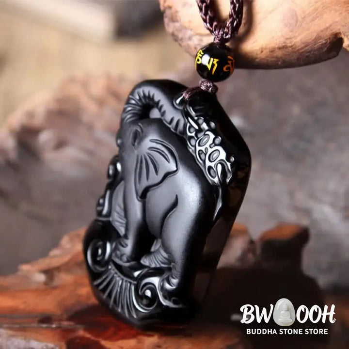 BWOOOH Black Obsidian Elephant protection necklace/keychain - View 5