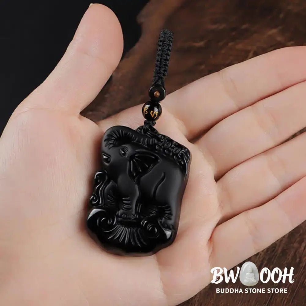 BWOOOH Black Obsidian Elephant protection necklace/keychain - View 14