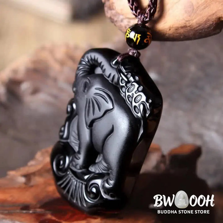 BWOOOH Black Obsidian Elephant protection necklace/keychain - View 6