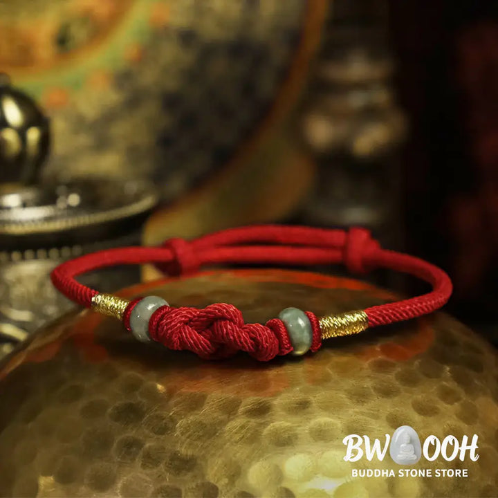 BWOOOH Bring Good Luck Red String Jade Fortune Knot Braided Couple Bracelet - View 6