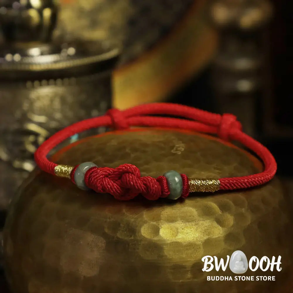 BWOOOH Bring Good Luck Red String Jade Fortune Knot Braided Couple Bracelet - View 4