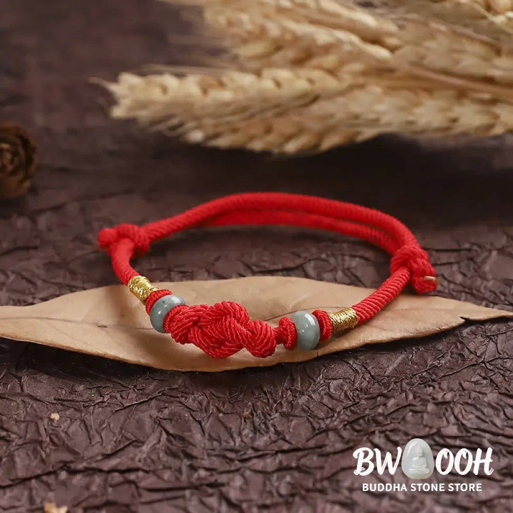 BWOOOH Bring Good Luck Red String Jade Fortune Knot Braided Couple Bracelet - View 7