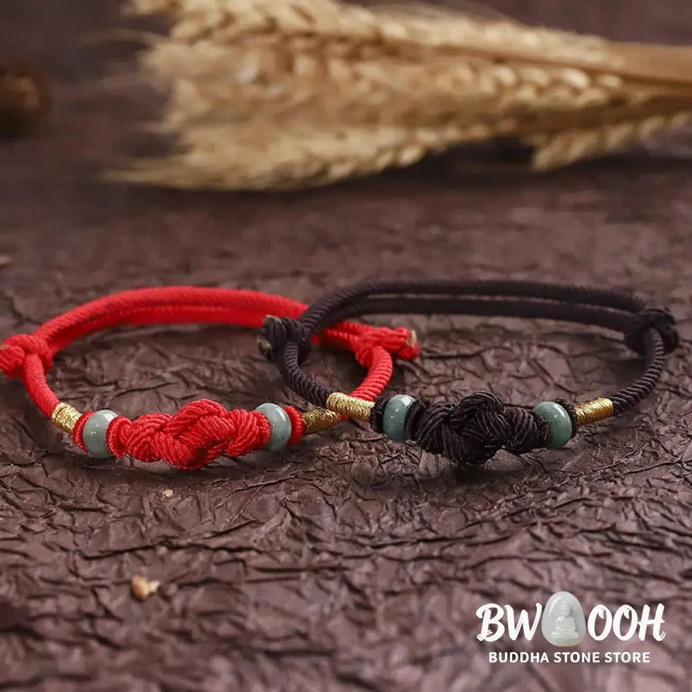 BWOOOH Bring Good Luck Red String Jade Fortune Knot Braided Couple Bracelet - View 8