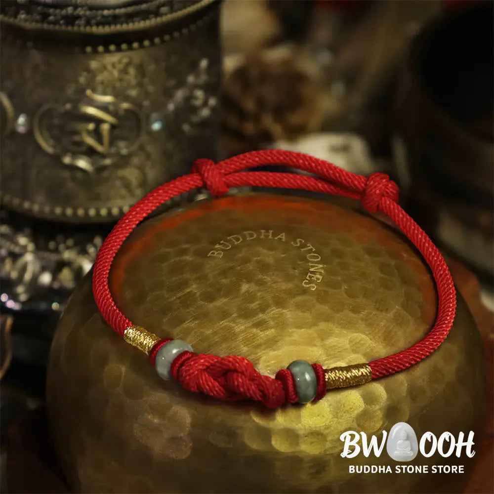 BWOOOH Bring Good Luck Red String Jade Fortune Knot Braided Couple Bracelet - View 5