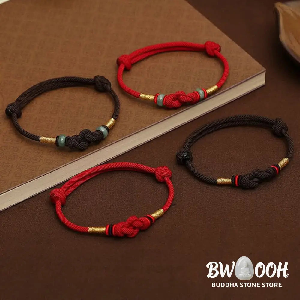 BWOOOH Bring Good Luck Red String Jade Fortune Knot Braided Couple Bracelet - View 14