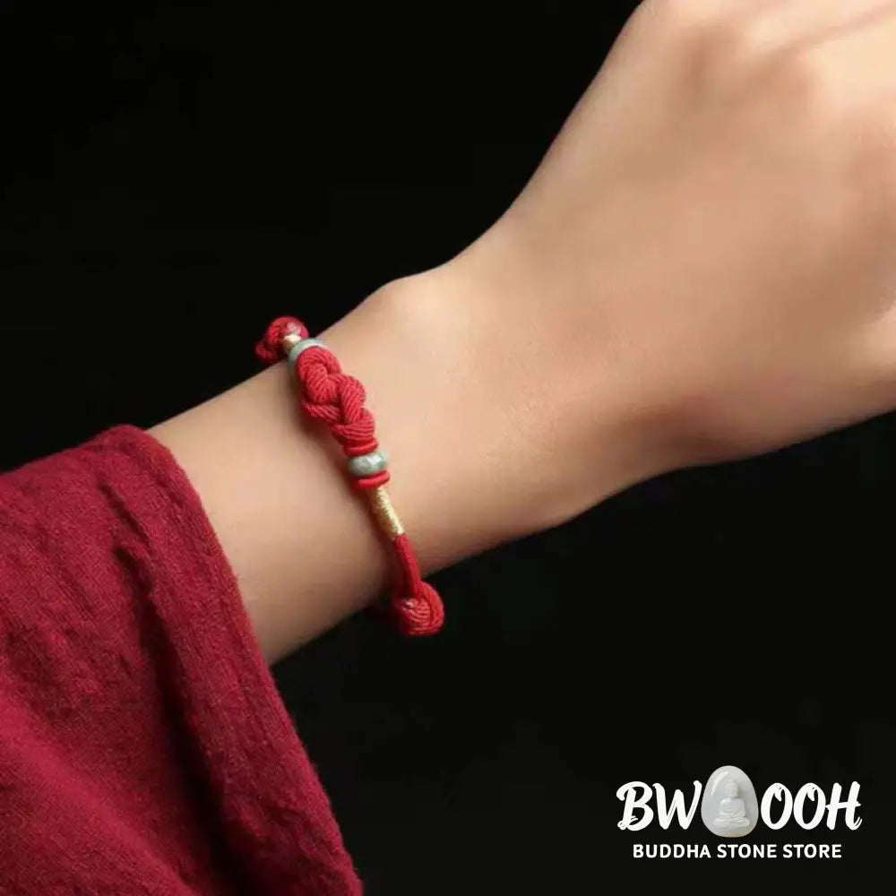 BWOOOH Bring Good Luck Red String Jade Fortune Knot Braided Couple Bracelet - View 2