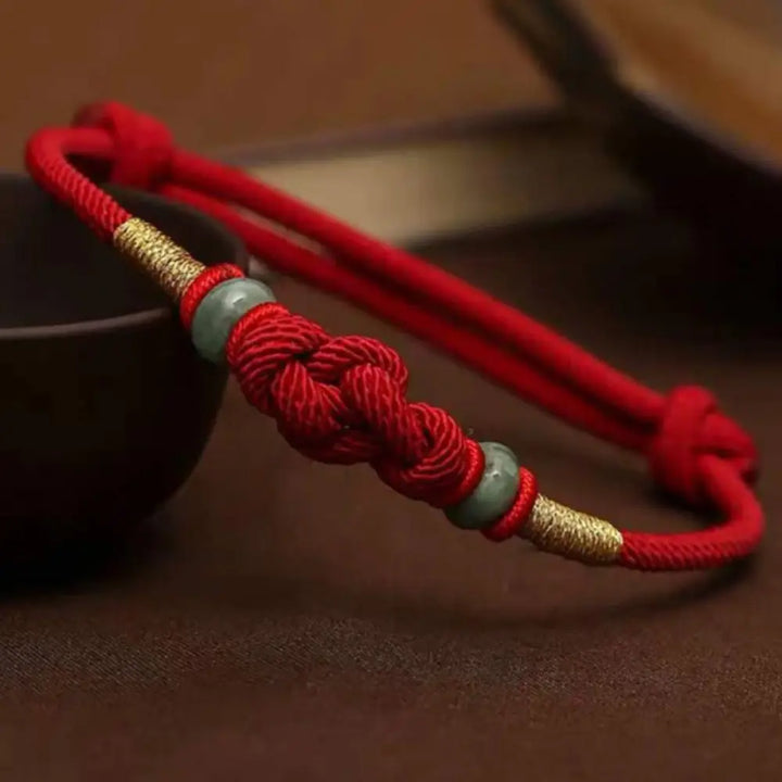 BWOOOH Bring Good Luck Red String Jade Fortune Knot Braided Couple Bracelet