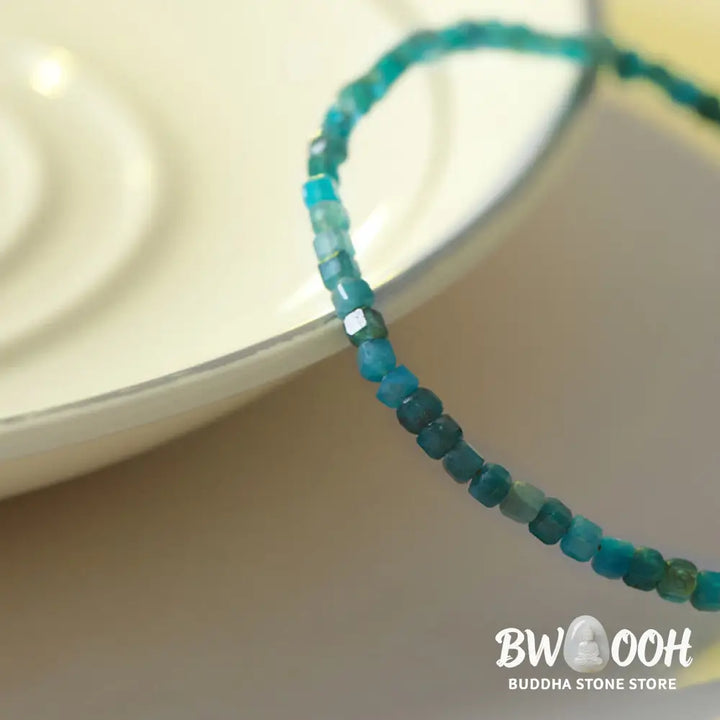 Buddha Stone 2.5mm Apatite Ultra-thin Beads 14k Gold Plated Copper Heart Motivation Bracelet - BWOOOH - 2.5mm