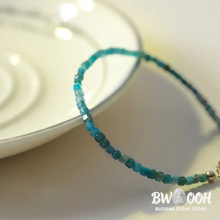Buddha Stone 2.5mm Apatite Ultra-thin Beads 14k Gold Plated Copper Heart Motivation Bracelet - BWOOOH - 2.5mm