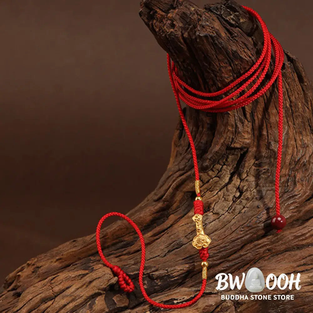 Buddha Stone 999 Solid Gold Red String Belly Chain - Belly Chain
