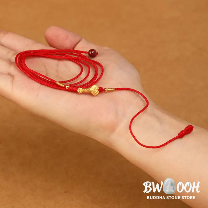 Buddha Stone 999 Solid Gold Red String Belly Chain - Belly Chain