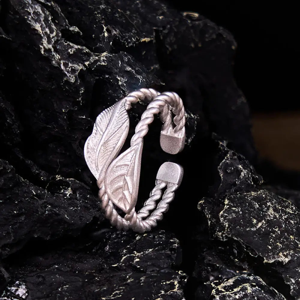 BWOOOH Copper Leaf Wealth Adjustable Ring — Copper spiritual jewelry for spiritual healing and mindful living