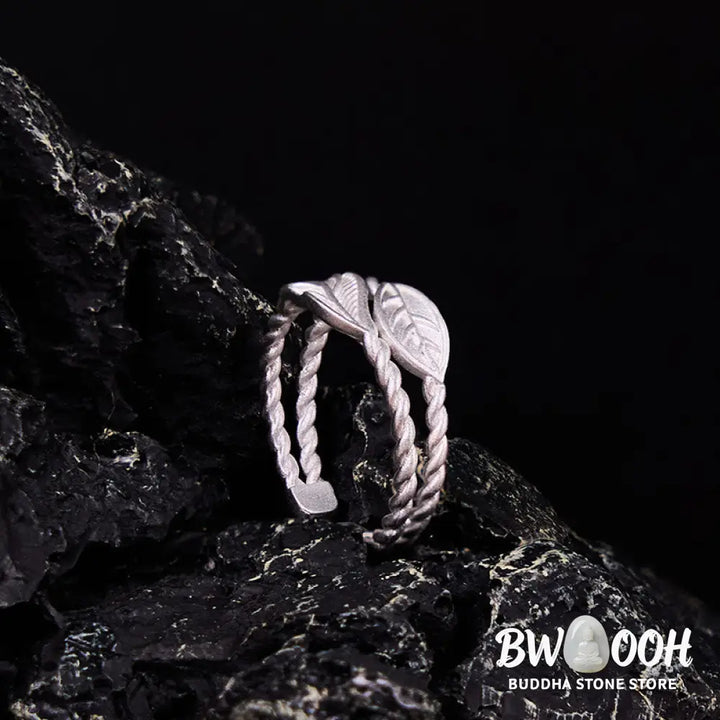 Buddha Stone Copper Leaf Wealth Adjustable Ring - Copper Leaves(Adjustable) - Ring