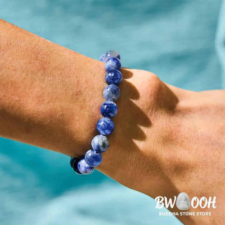 BWOOOH Buddha Stone Lazurite Self Care Positive Bracelet featuring deep blue stones - View 5