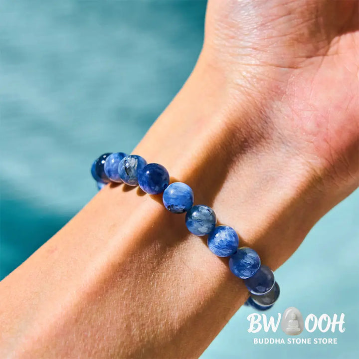 BWOOOH Buddha Stone Lazurite Self Care Positive Bracelet featuring deep blue stones - View 2