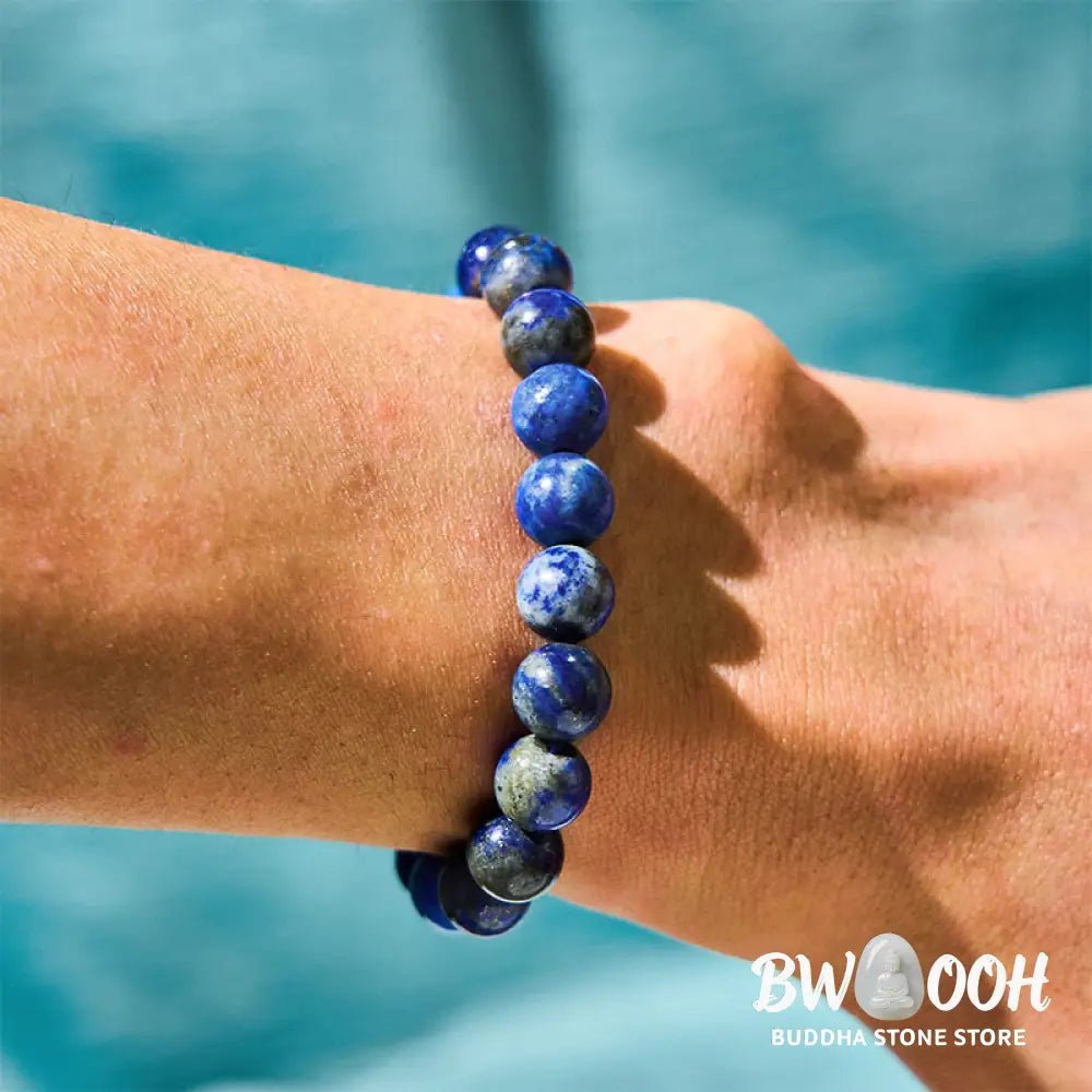 BWOOOH Buddha Stone Lazurite Self Care Positive Bracelet featuring deep blue stones - View 4