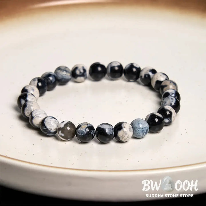 BWOOOH Buddha Stone Orca Agate Protection Bracelet with unique black and white patterns - View 10