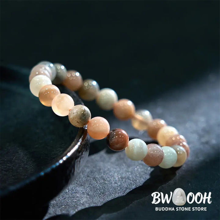 Buddha Stone Peach Moonstone Healing Bracelet - BWOOOH - Peach Moonstone(Wrist Circumference: 14-16cm) - Bracelet