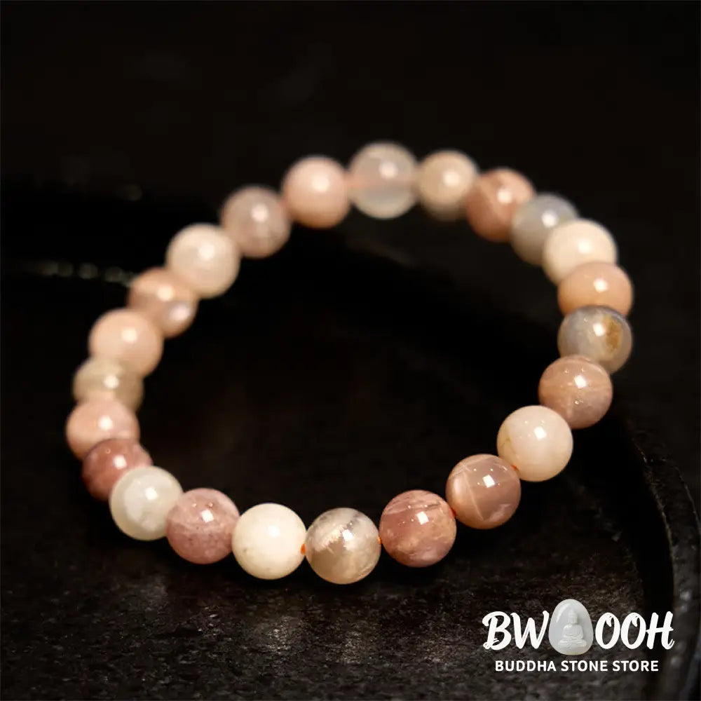 Buddha Stone Peach Moonstone Healing Bracelet - BWOOOH - Peach Moonstone(Wrist Circumference: 14-16cm) - Bracelet