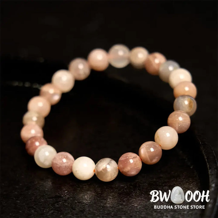 Buddha Stone Peach Moonstone Healing Bracelet - BWOOOH - Peach Moonstone(Wrist Circumference: 14-16cm) - Bracelet