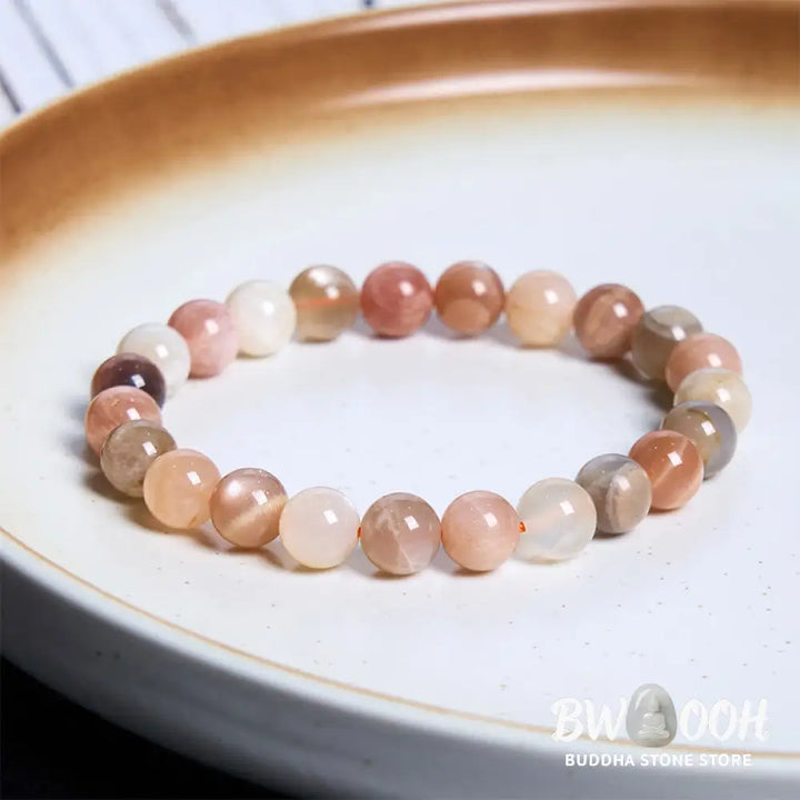 Buddha Stone Peach Moonstone Healing Bracelet - BWOOOH - Peach Moonstone(Wrist Circumference: 14-16cm) - Bracelet