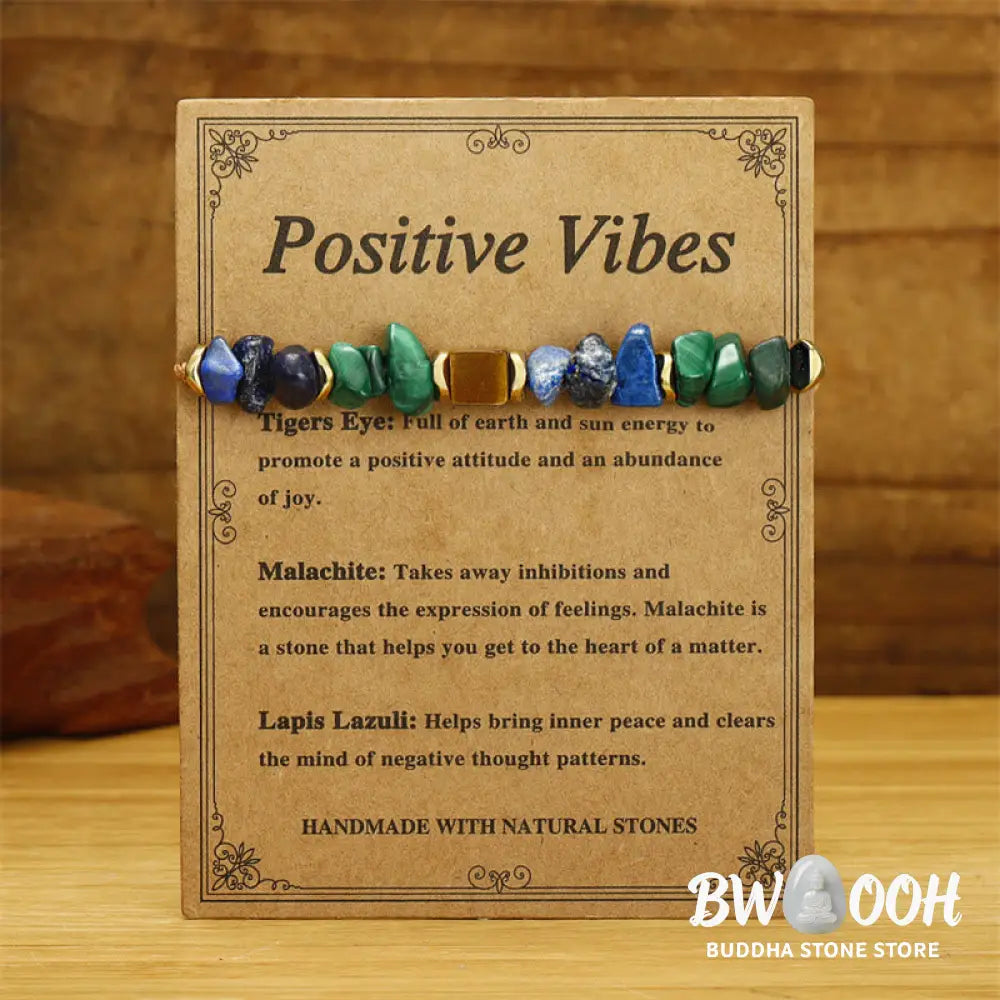 Buddha Stone Positive Vibes Malachite Tiger’s Eye Lazurite Anti-anxiety Bracelet - BWOOOH - Positive Vibes(Wrist