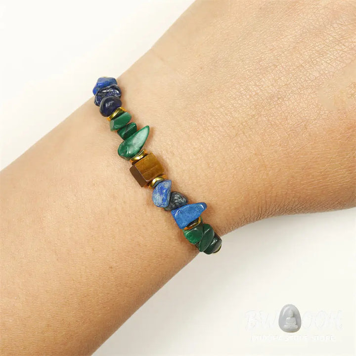 Buddha Stone Positive Vibes Malachite Tiger’s Eye Lazurite Anti-anxiety Bracelet - BWOOOH - Positive Vibes(Wrist