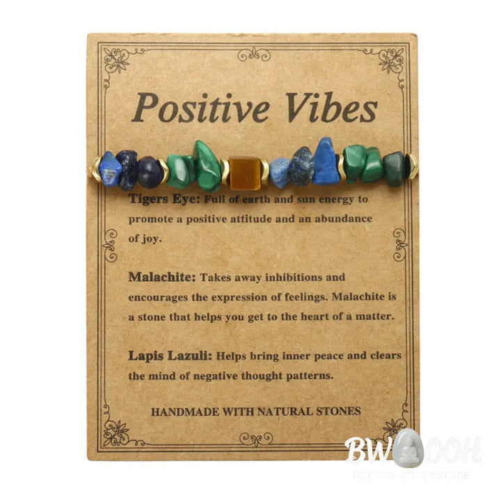 Buddha Stone Positive Vibes Malachite Tiger’s Eye Lazurite Anti-anxiety Bracelet - BWOOOH - Positive Vibes(Wrist