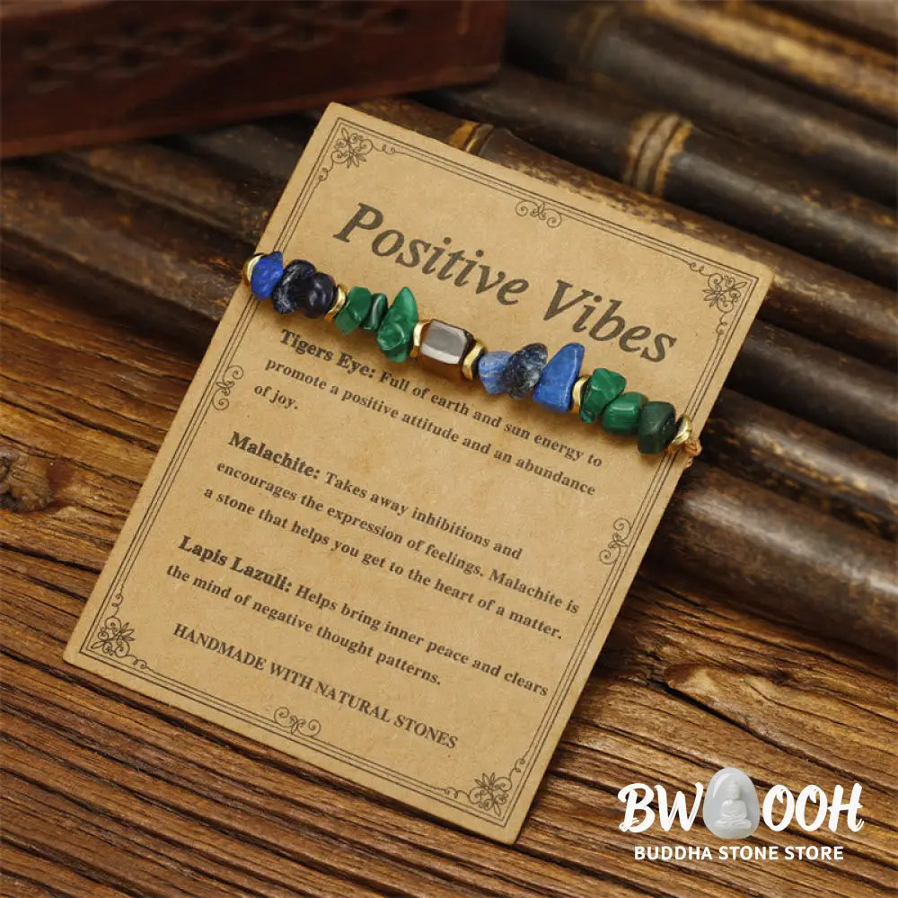 Buddha Stone Positive Vibes Malachite Tiger’s Eye Lazurite Anti-anxiety Bracelet - BWOOOH - Positive Vibes(Wrist