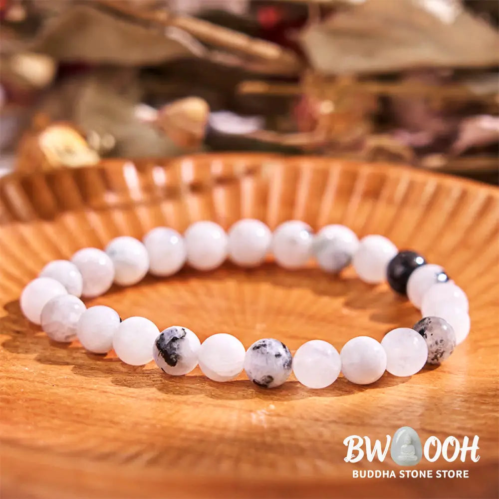Buddha Stone Rainbow Moonstone Harmony Bracelet - BWOOOH - Rainbow Moonstone(Wrist Circumference: 14-16cm) - Bracelet